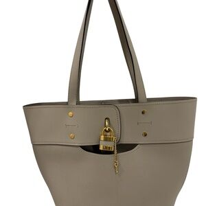 Chloe Taupe Tote with Gold Accents